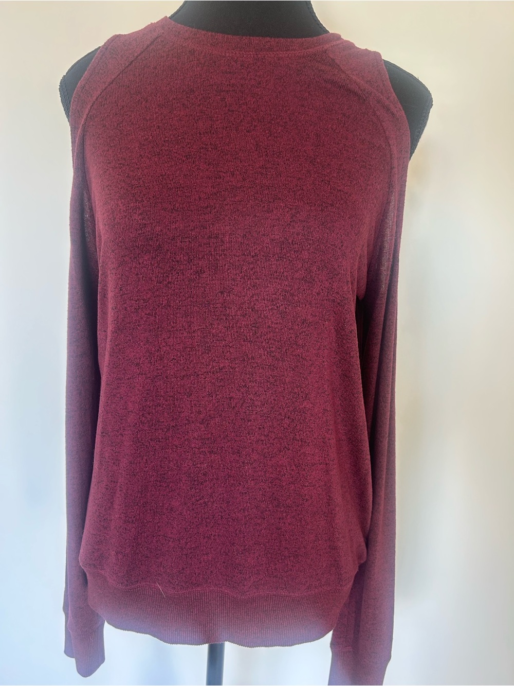 Z Supply Burgundy Cold-Shoulder Sweater Top